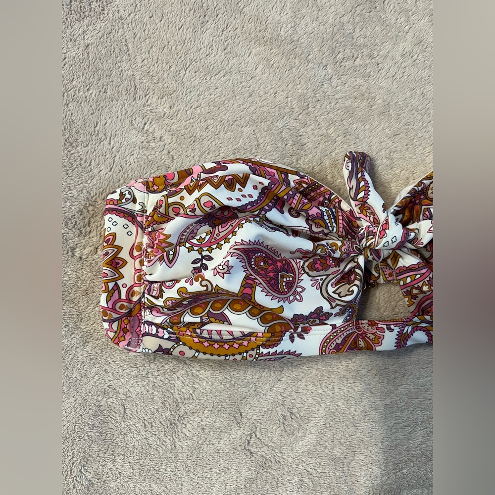 Shade & Shore Women’s Strapless Bandeau Bikini Top Large (12-14) NWT Paisley - Picture 2 of 9